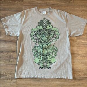 Men's Graphic Short-Sleeve Tee in Tan with Green Print